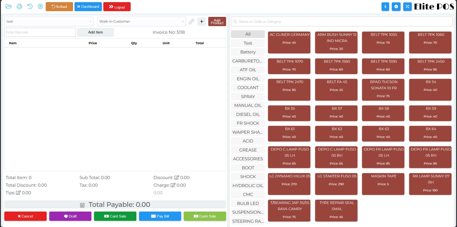 ElitePOS Billing Interface